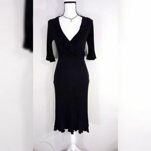 Diane von Furstenberg black faux wrap ruffle Dress